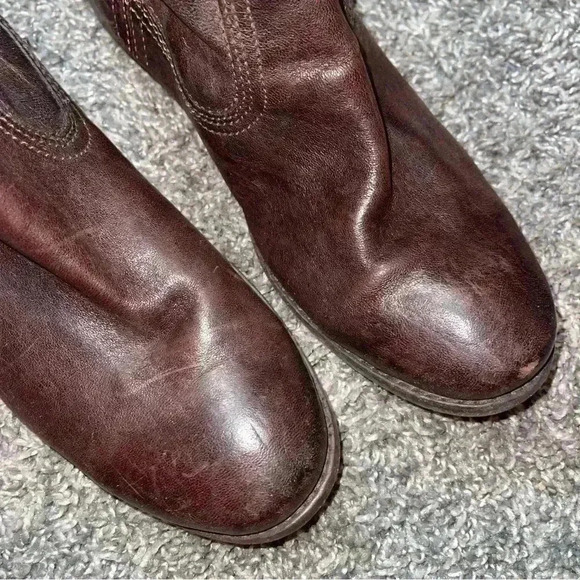 Frye Dark Brown Anna Shortie Boots Pull-on Short Booties Sz 8.5M - Picture 2 of 9